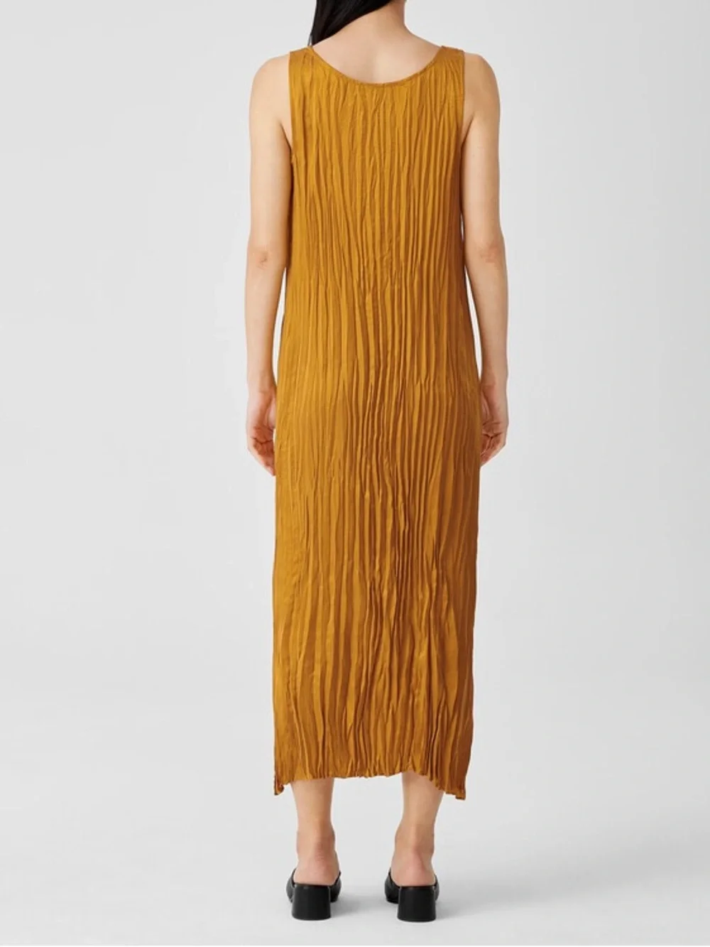 EILEEN FISHER Crushed Cupro Scoop Neck Dress